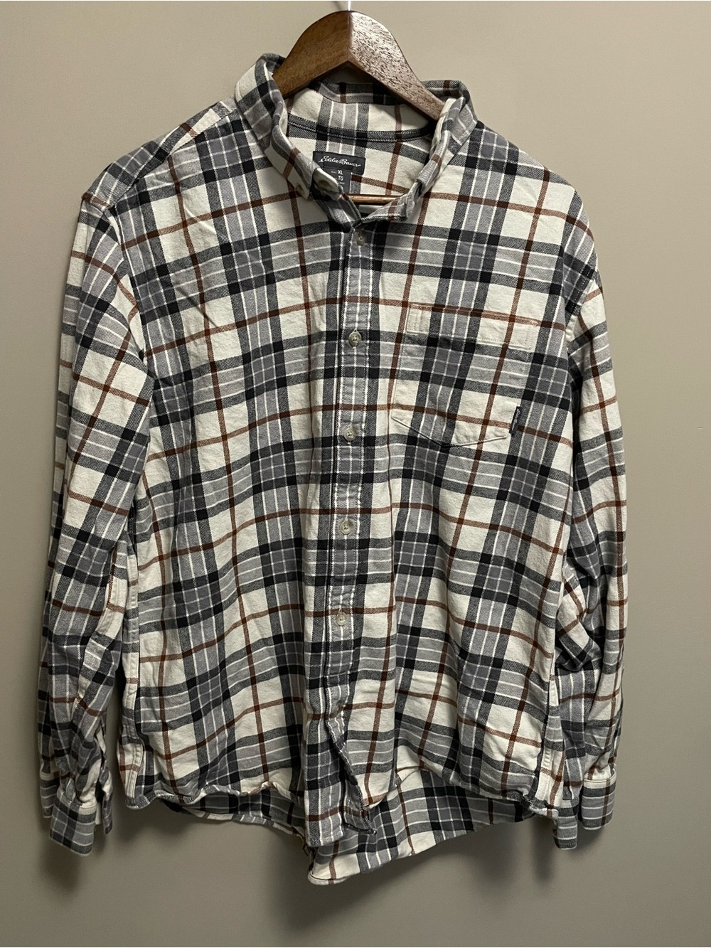 Eddie Bauer Plaid Flannel Button Down Shirt Men’s XL